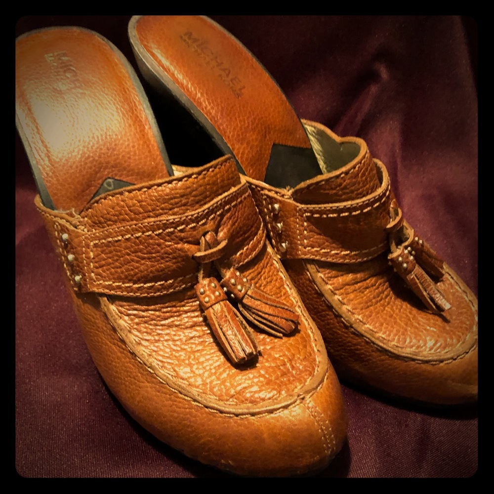 Michael kors leather heeled clog